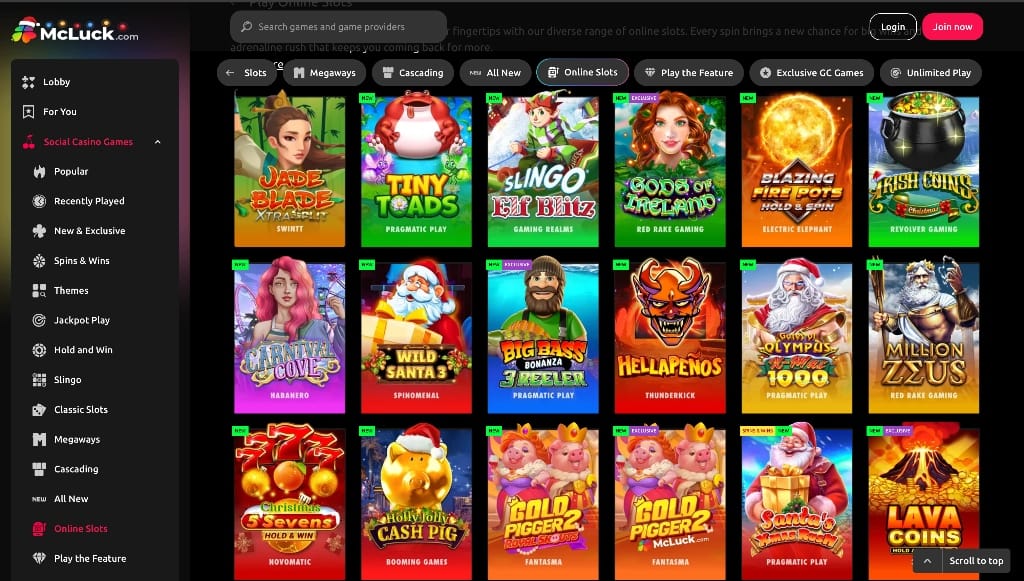 McLuck Casino slot games